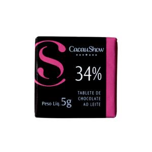 Quantas calorias em 5 unidades (25 g) Mini Tablete 34% Cacau?