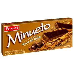 Quantas calorias em 5 unidades (25 g) Minueto Chocolate?