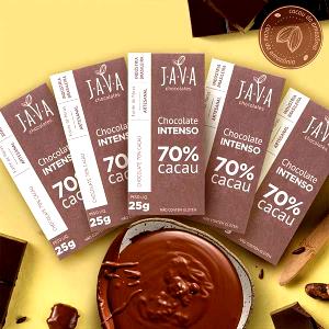 Quantas calorias em 5 unidades (25 g) Tablete Chocolate 70%?