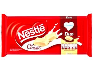 Quantas calorias em 6 quadradinhos (25 g) Chocolate Classic Duo?