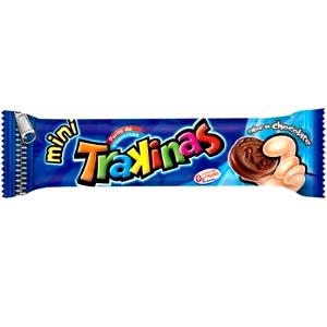 Quantas calorias em 8 biscoitos (25 g) Mini Trakinas Sabor Chocolate?